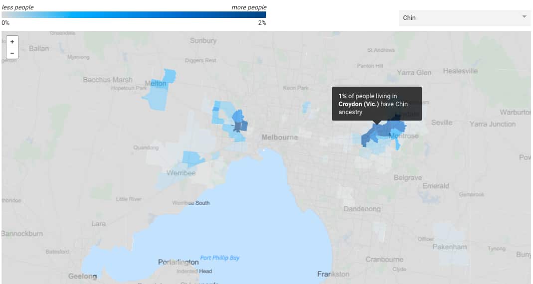 Map of Melbourne Chin community