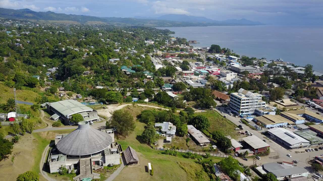 Honiara Parliament House overlooking CBD, Solomon Islands