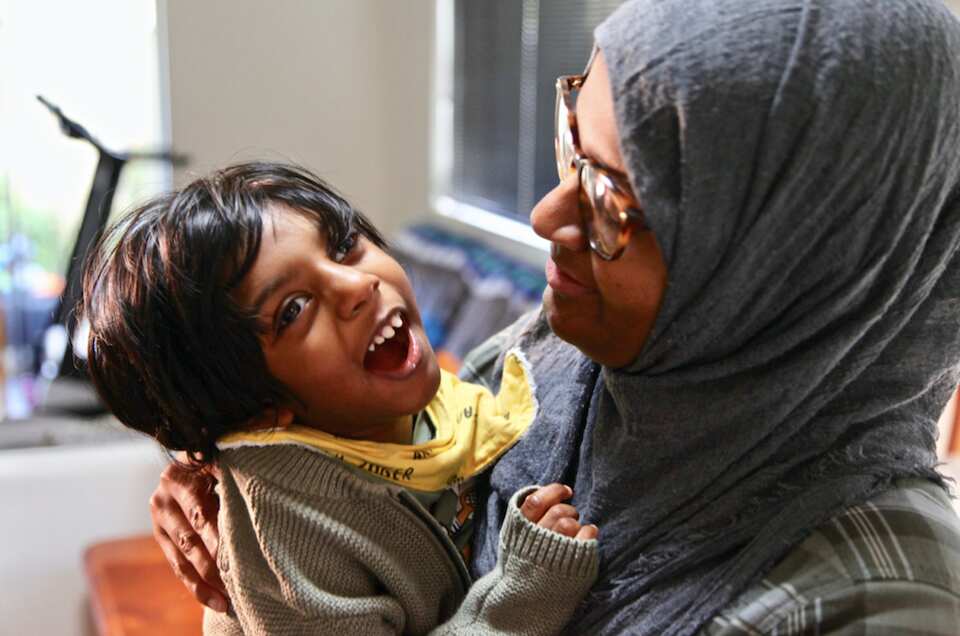 Kayban with his mother Shizleen. 