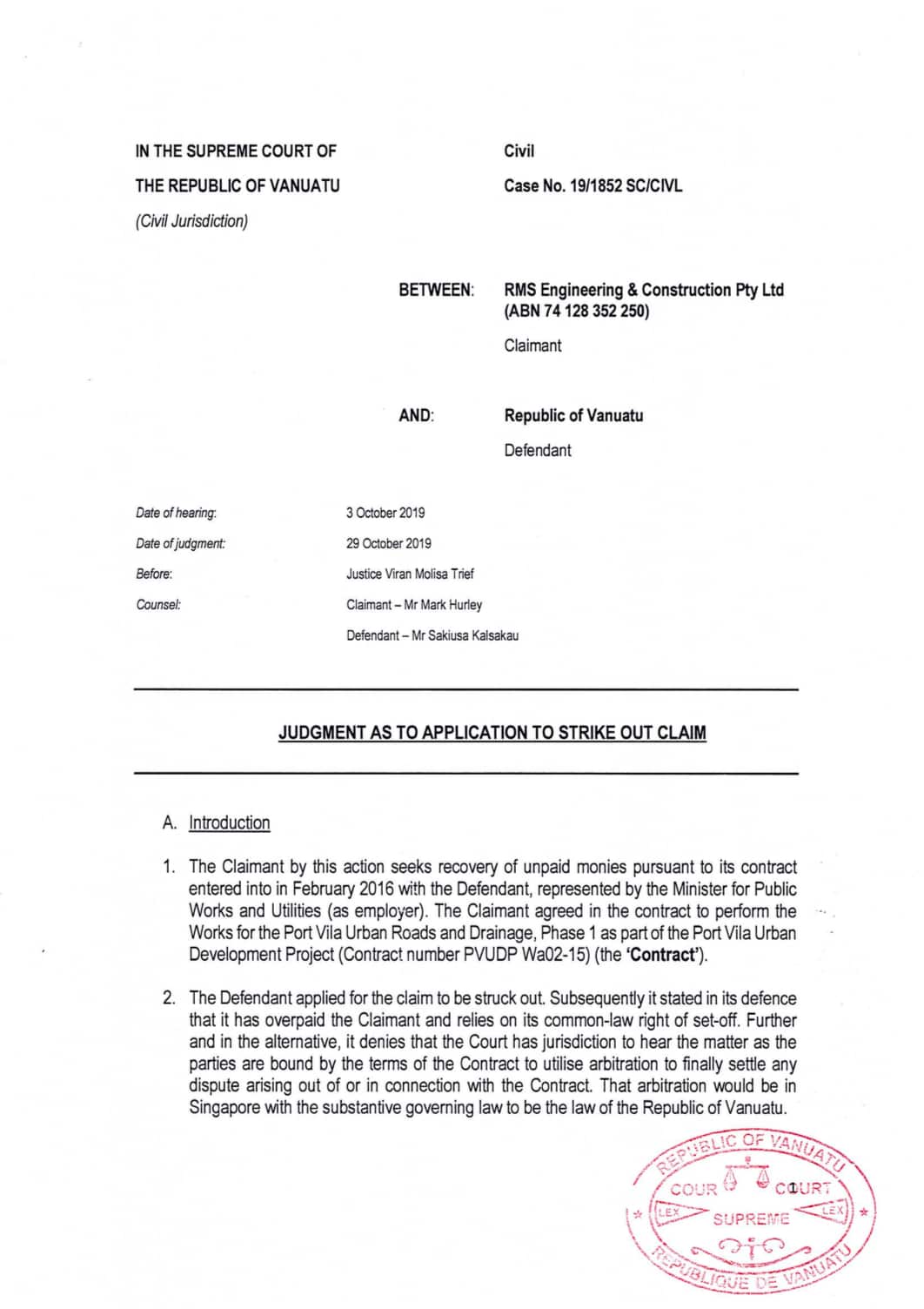 Supreme Court judgement ruling case can go to trial.