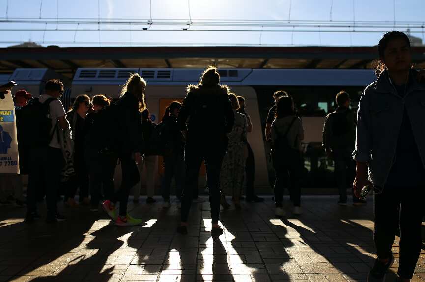 A train arrives at Sydney's Central Station.