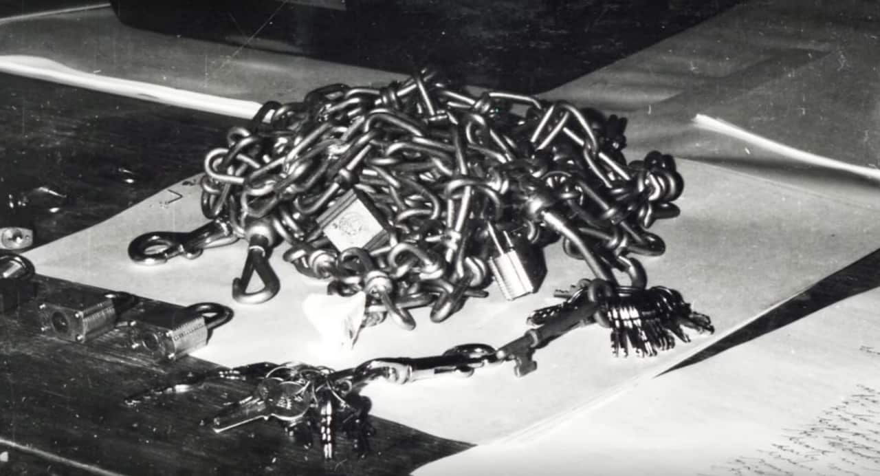 Some of the chains Eastwood used to chain up the hostages.