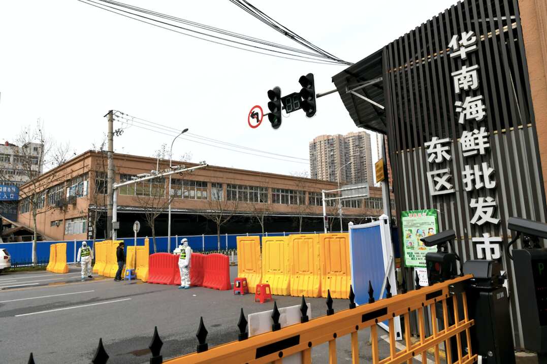 Disinfection work at Huanan Wholesale Seafood Market.