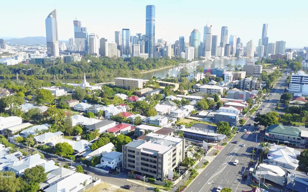 Kangaroo Point Central Hotel (bottom centre) in Brisbane.