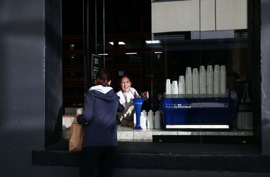 An Auckland cafe as lockdown measures ease.