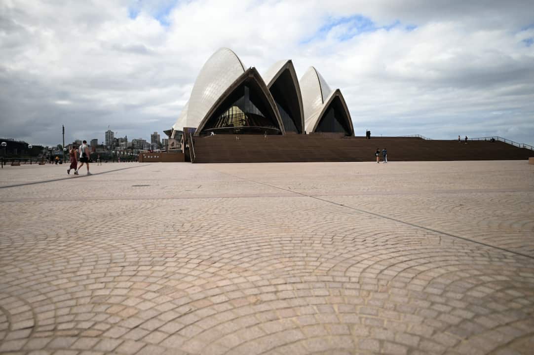 A near empty forecourt at the Sydney Opera House.