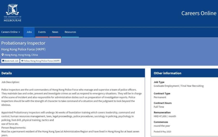 The job ad is still on the University of Melbourne site.