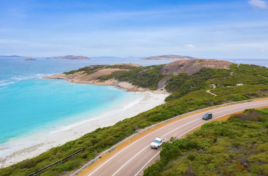 Cars on the Great Ocean Road in Victoria.