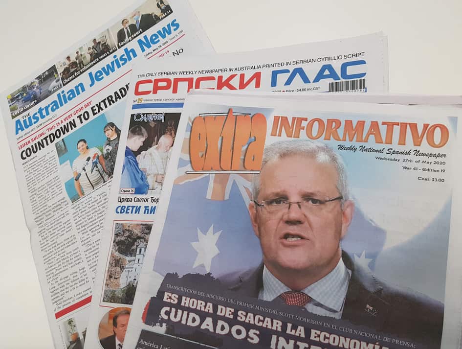 A selection of local multicultural newspapers.