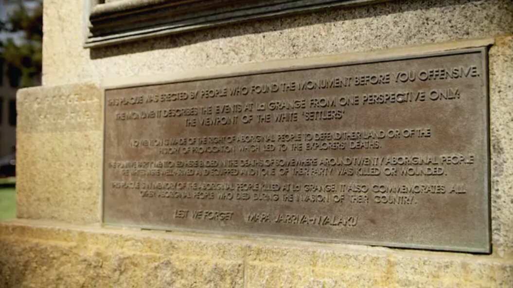 The plaque added to the Explorers' Monument in 1994.