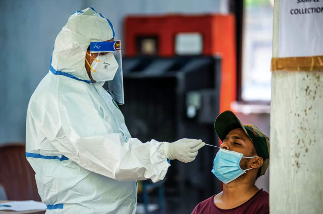 COVID-19 testing in New Delhi this week.