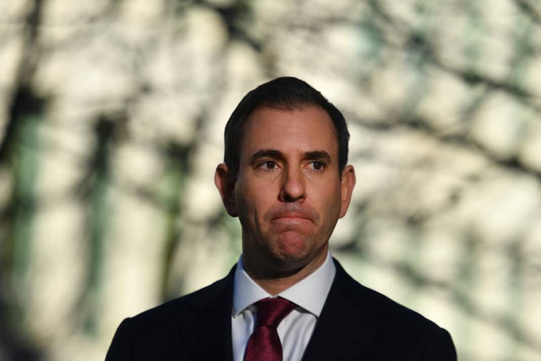 Shadow Treasurer Jim Chalmers at a press conference at Parliament House.