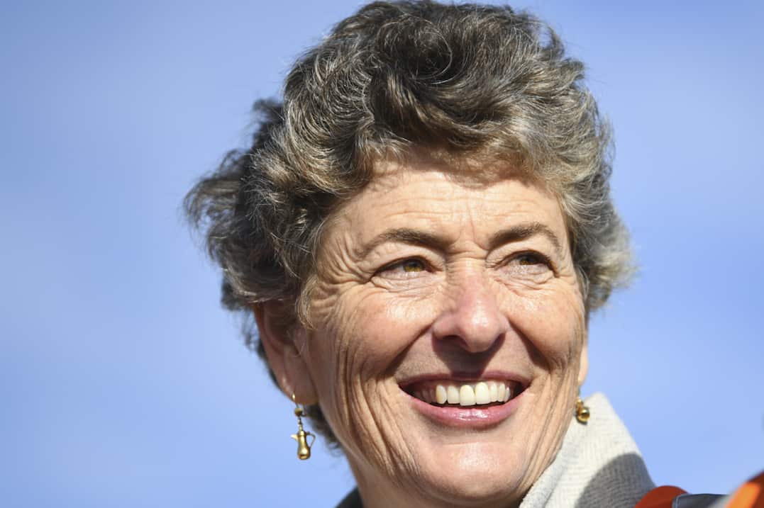 Fiona Kotvojs talks to reporters.