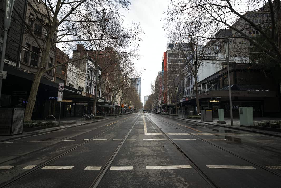 An empty Melbourne during lockdown.