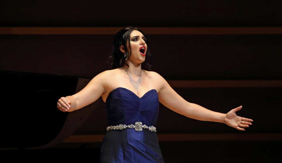 Rebecca Gulinello on stage in the US.