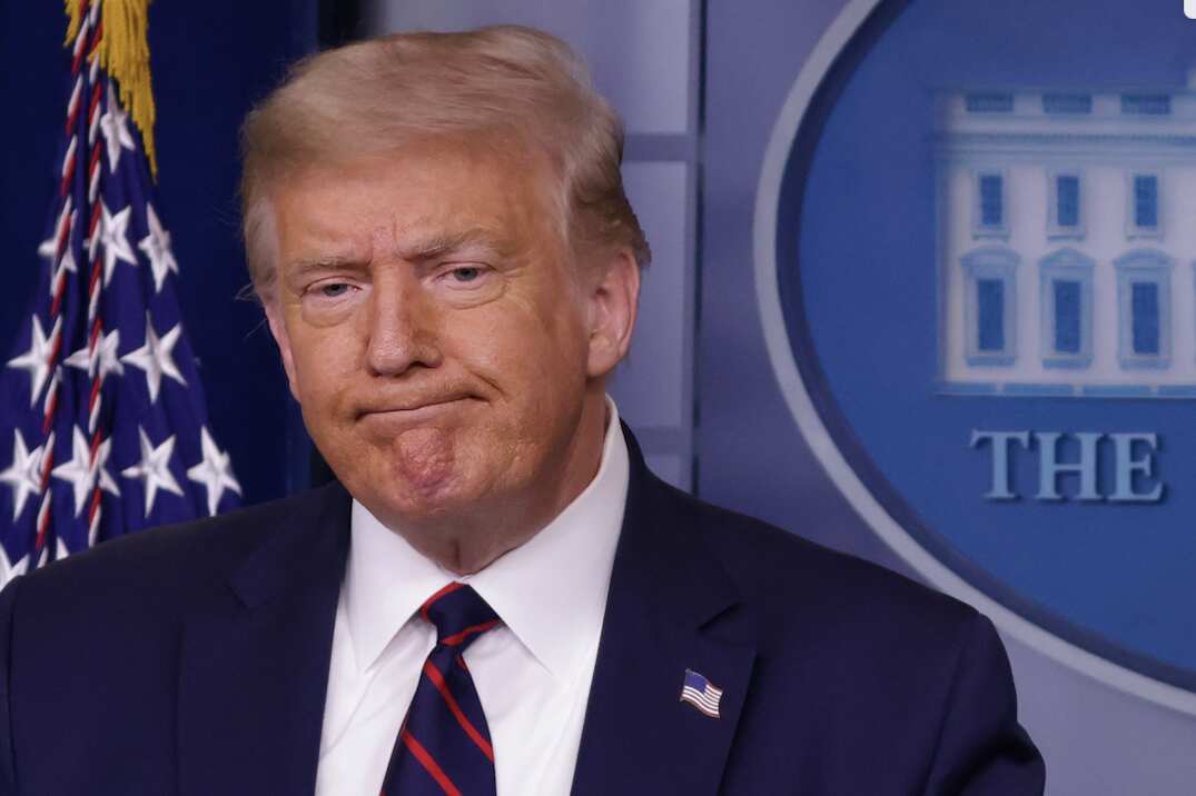 Donald Trump talks to the media in the White House. 