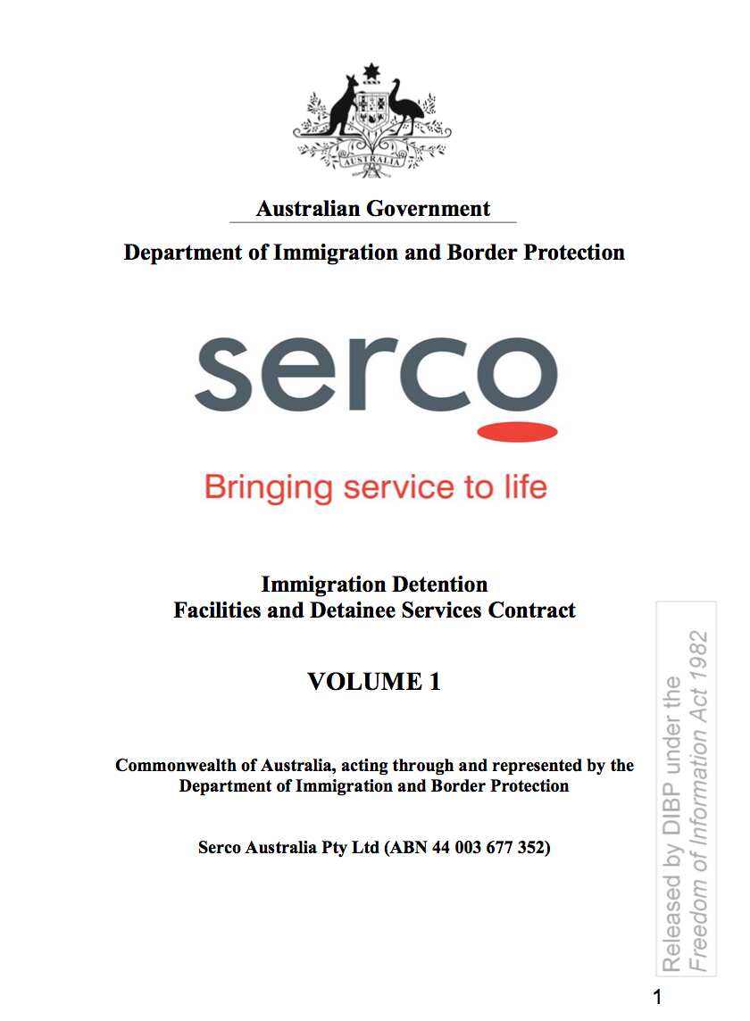 Serco's contract with Home Affairs obtained through FOI.