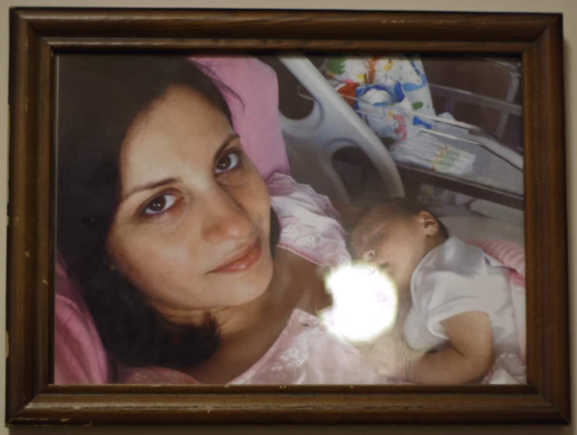 Kübra Eken with her daughter after giving birth