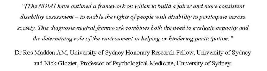 The comments as they appear in the NDIA's submission to the independent assessments inquiry