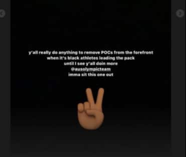 A screenshot of Liz Cambage's Instagram story