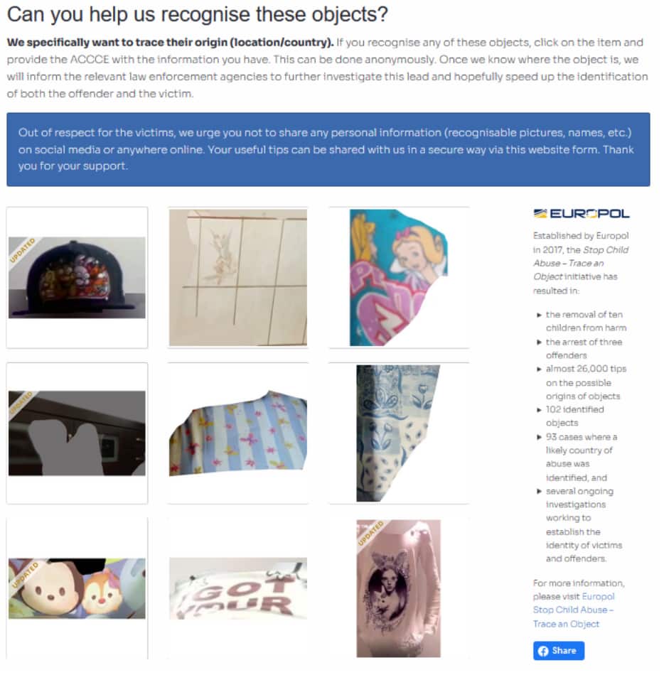 The ACCCE released nine photos of objects on their site, thought to be from the Asia Pacific region.  