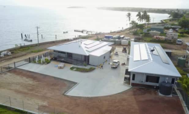 An aerial shot of the Saibai Community Safety and Security Facility 