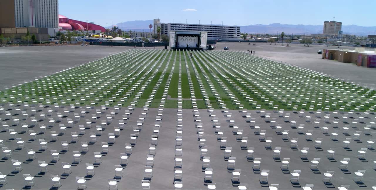 David Keene rehearses his commencement speech in Las Vegas.