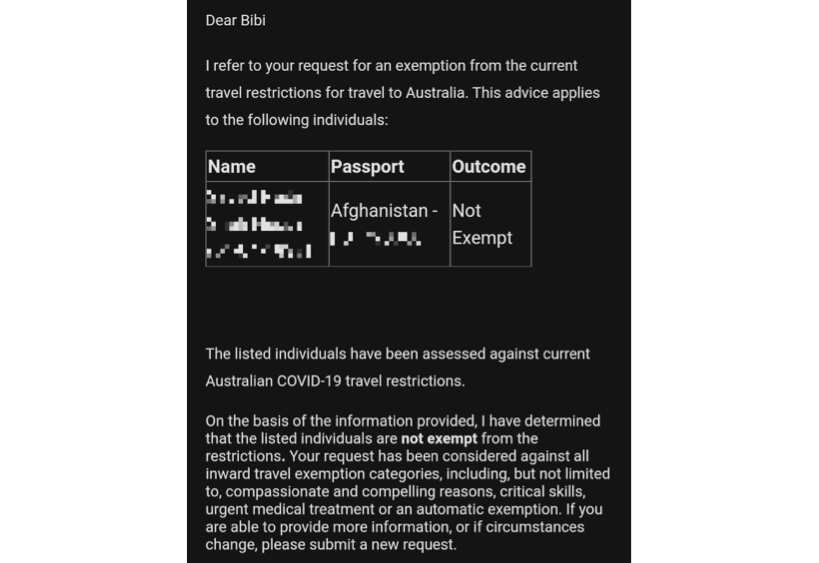 One of Bibi's many rejection letters. 