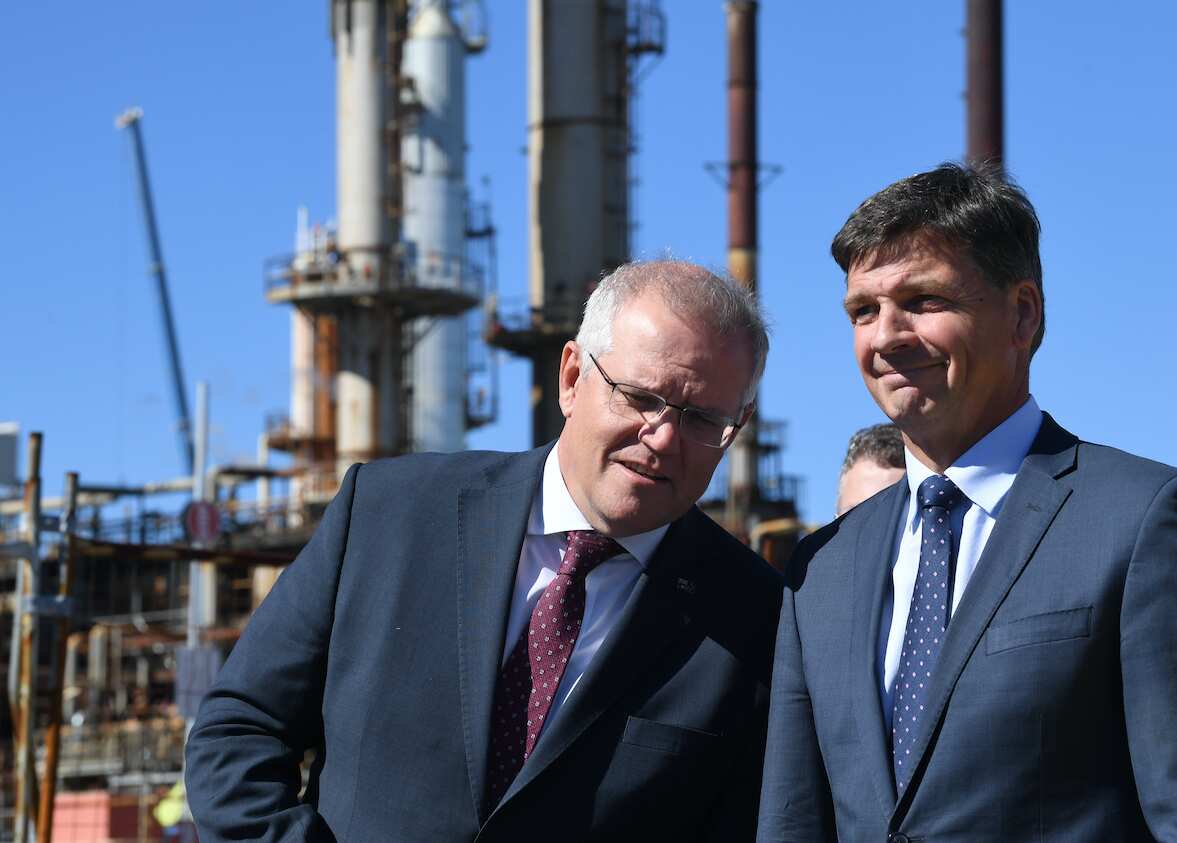 Australian Prime Minister Scott Morrison and Energy Minister Angus Taylor