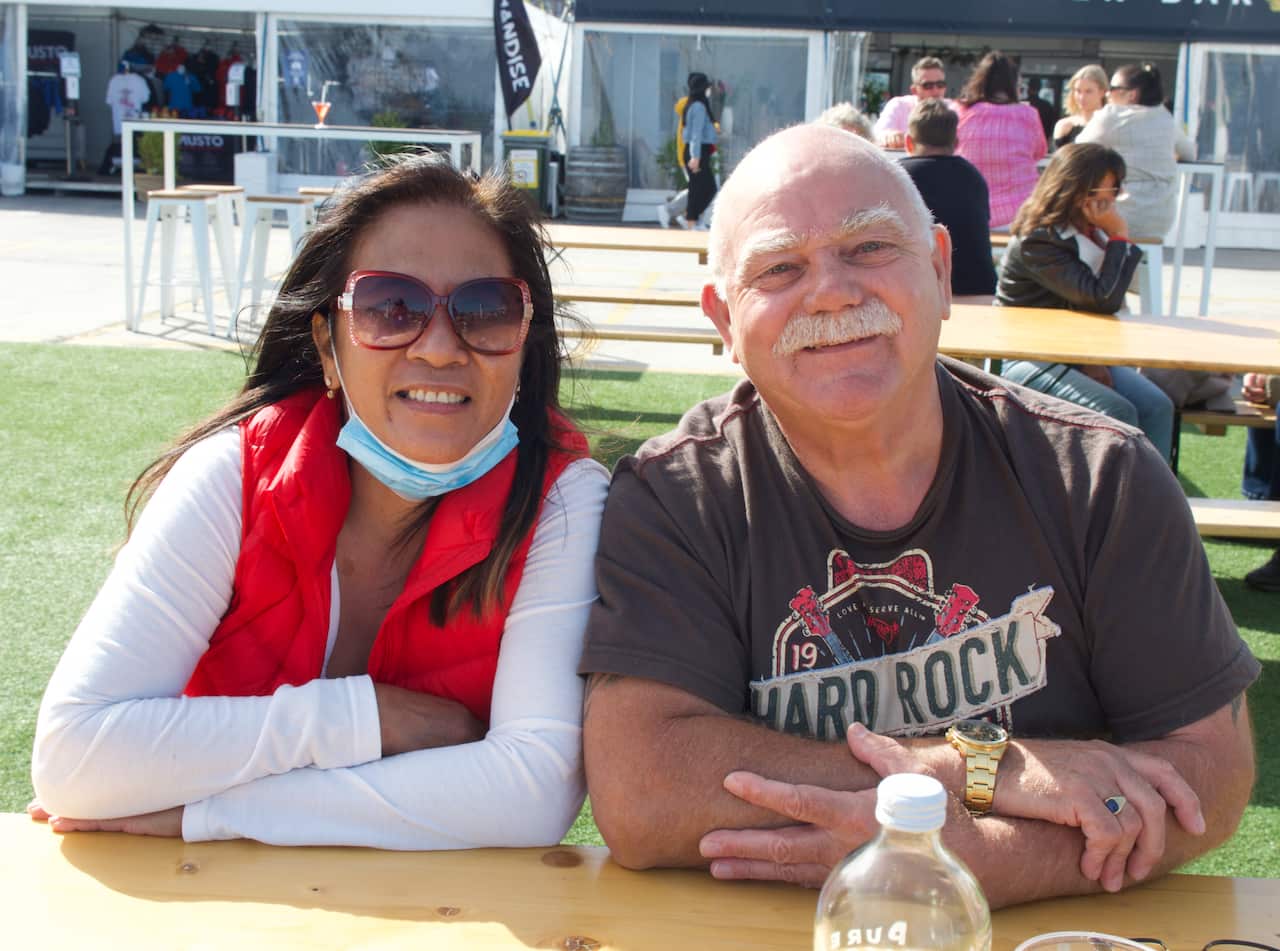 Couple Gemma Cummins and Geoff Perrie happened to be in Hobart at the same time as the race, and are excited to see the action.