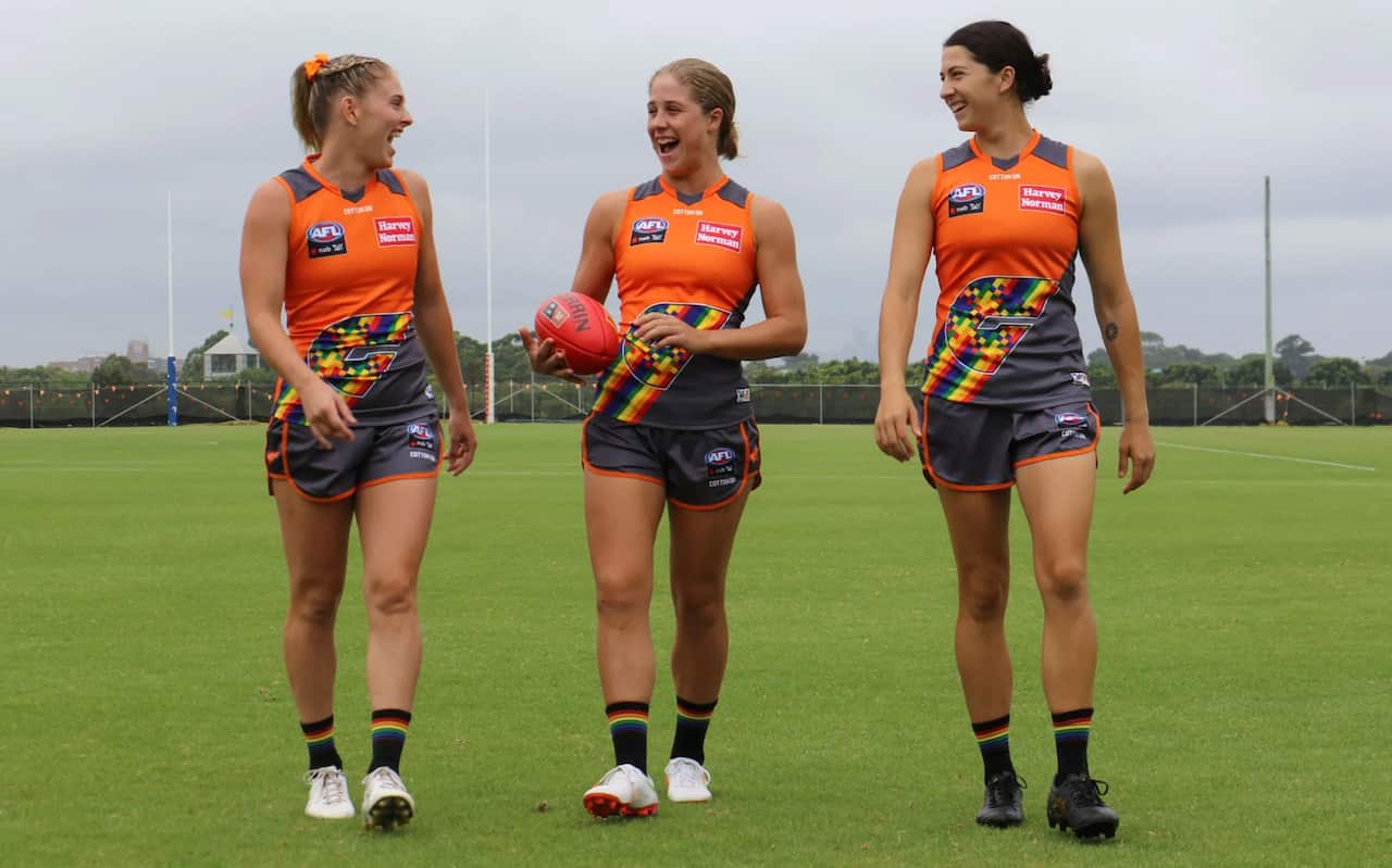 GWS players in the pride guernsey.