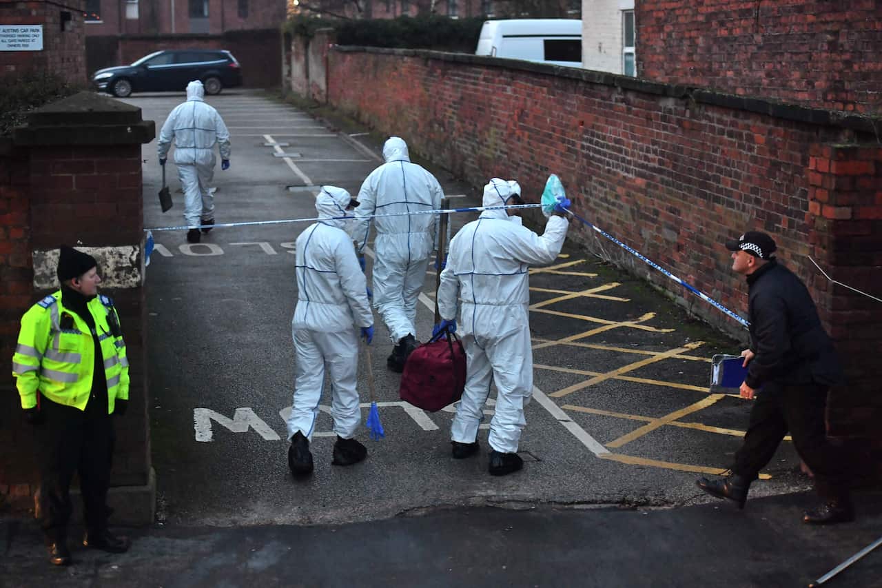 A forensic search team attend a three-storey block of flats in Woverhampton Road, Stafford.