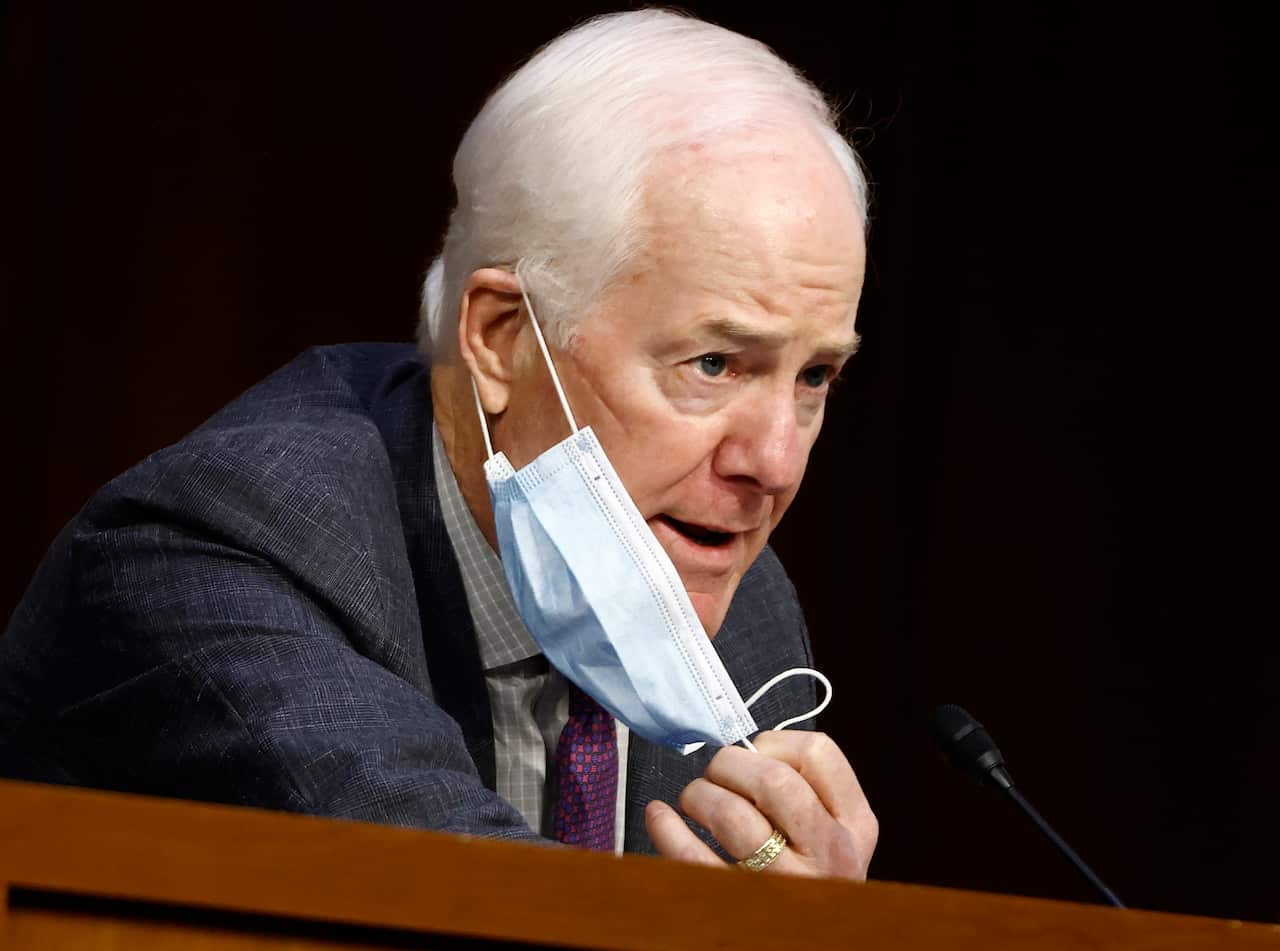 Sen John Cornyn speaks during the third day of Senate Judiciary Committee confirmation hearings for Judge Barrett 14 Oct 2020