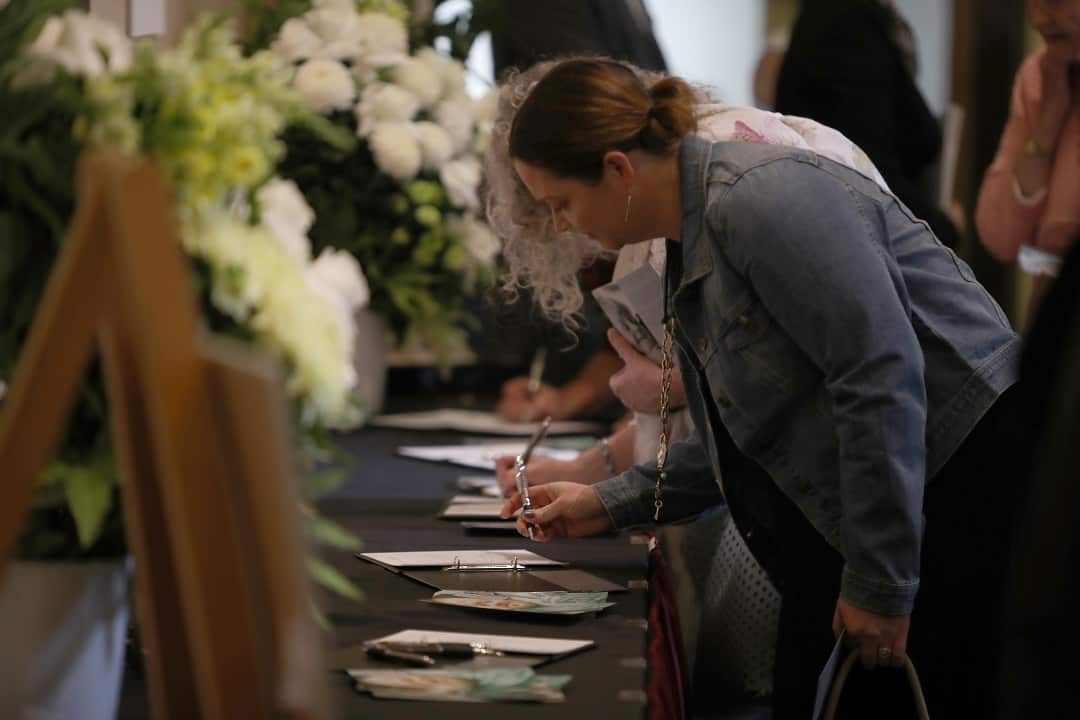Attendees at Quentin Kenihan's memorial service.