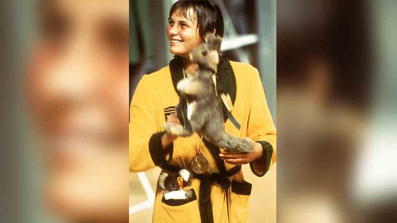 1972: Shane Gould celebrates after winning a gold medal at the 1972 Olympics in Munich, Germany.