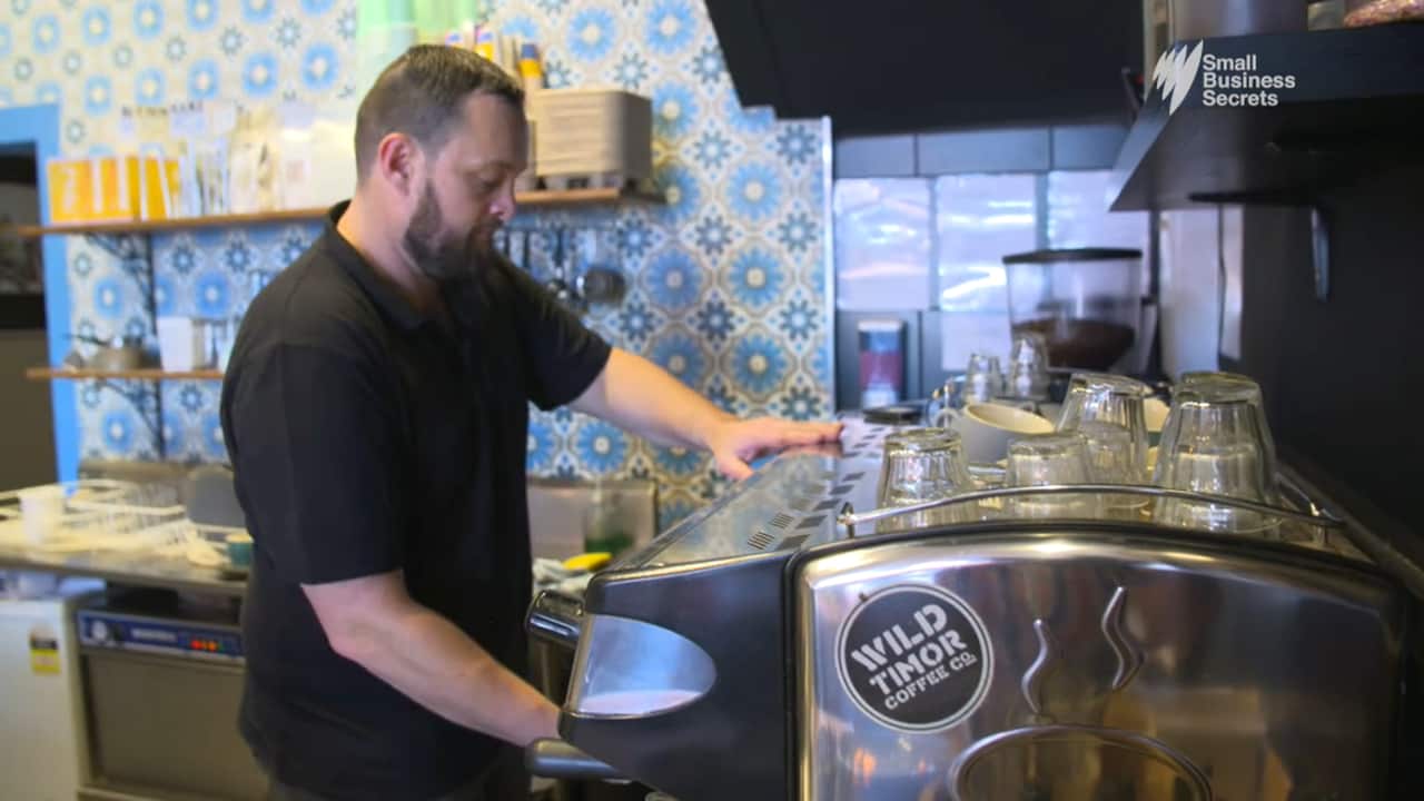 Shannon French at work at the Wild Timor cafe in Melbourne.