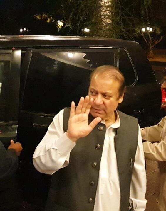 A handout picture released by the PMLN party shows former Prime Minister Nawaz Sharif