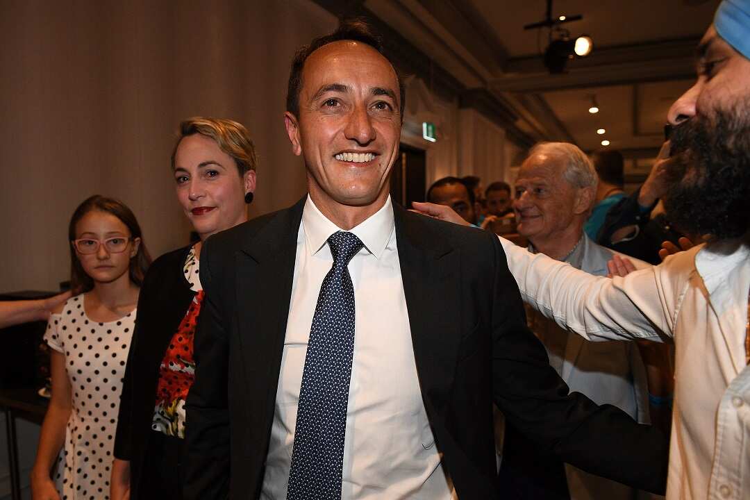 Liberal candidate Dave Sharma arrives at the Liberal Party election function in Double Bay before conceding defeat.