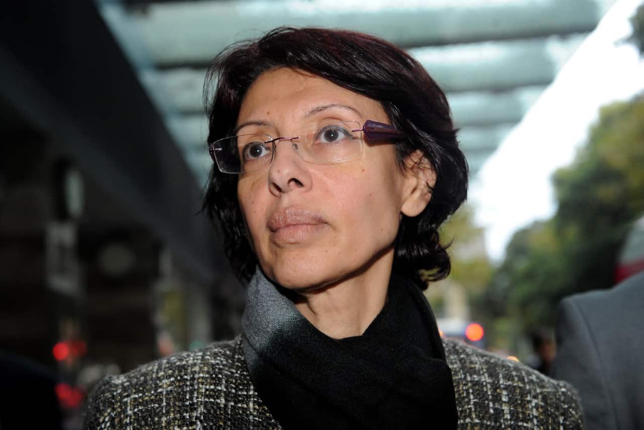 Eman Sharobeem departs after giving evidence at the NSW Independent Commission Against Corruption (ICAC) in Sydney, Friday, May 12, 2017. 