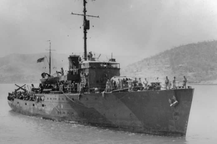 HMAS Armidale at sea in Port Moresby.