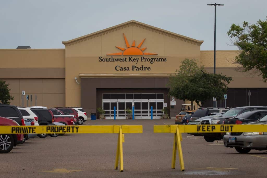 A former Walmart Supercenter now being used as a migrant children's shelter is pictured on June 18, 2018 in Brownsville, Texas. 