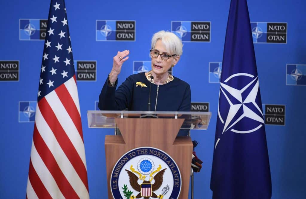 US deputy secretary of state Wendy Sherman following a meeting of the NATO-Russia Council at the NATO headquarters in Brussels on 12 December, 2021.