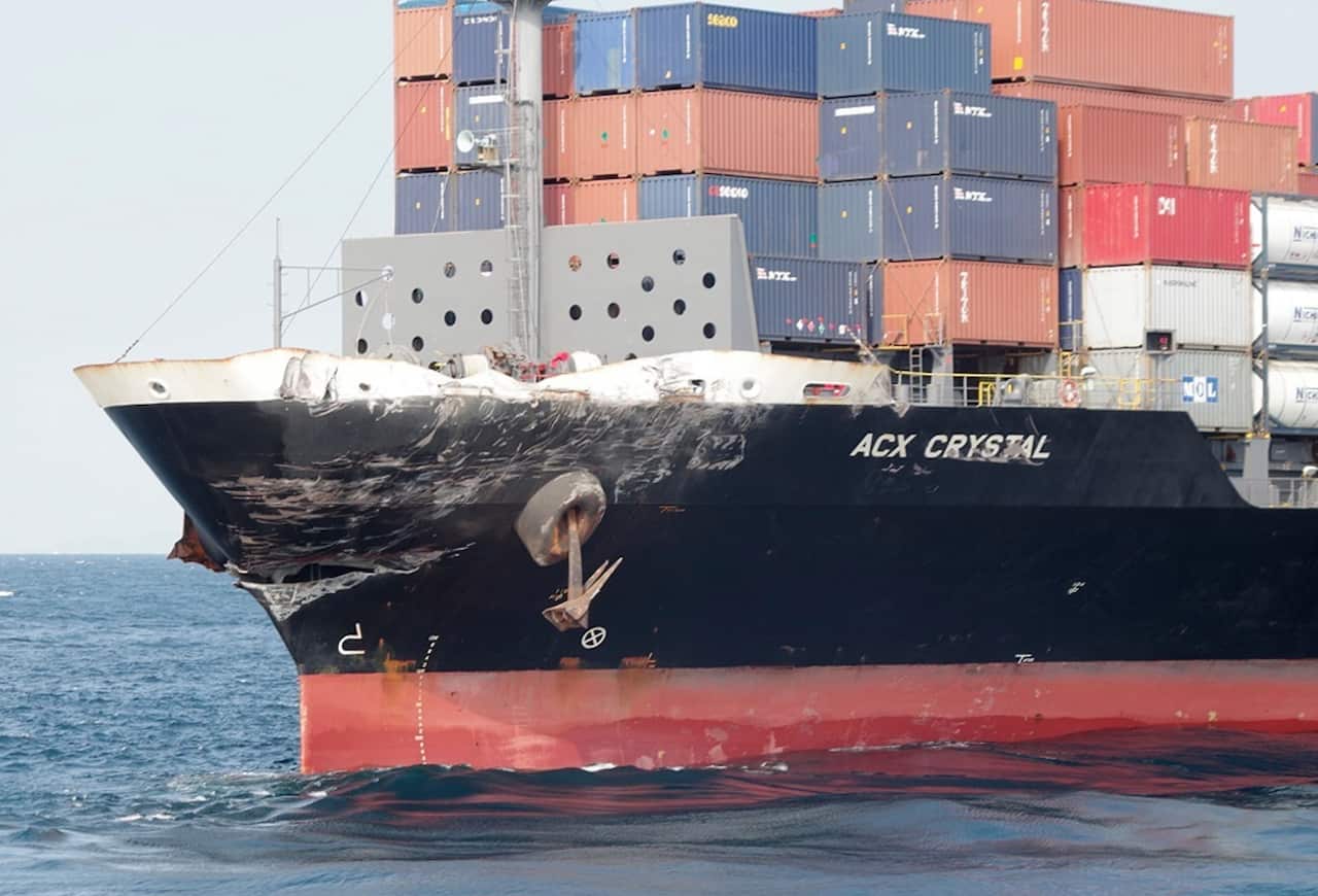 In this photo released by Japan's 3rd Regional Coast Guard Headquarters, the damage of Philippine-registered container ship ACX Crystal (AAP)