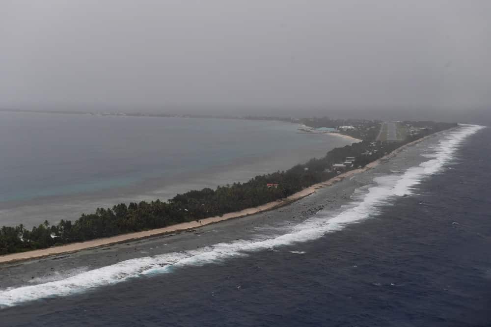 An aerial view of Funafuti, Tuvalu, Tuesday, August 13, 2019. (AAP Image/Mick Tsikas) NO ARCHIVING