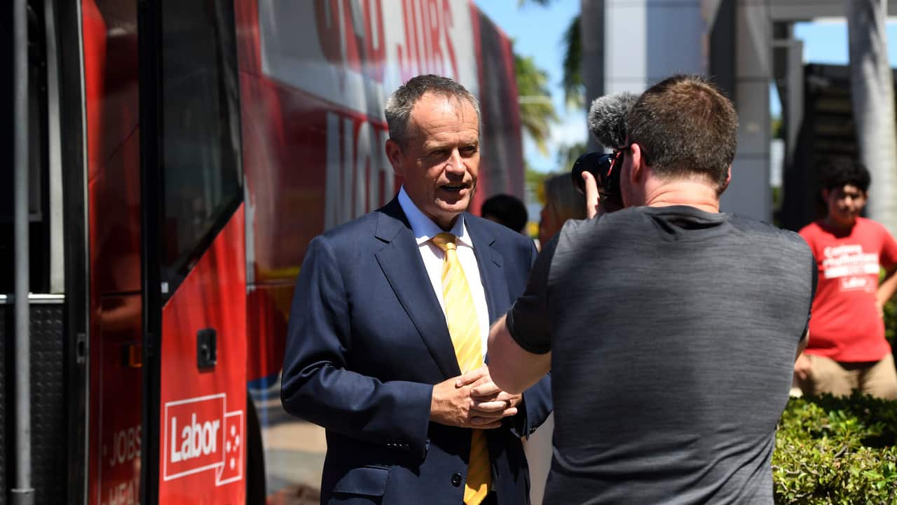 Federal Opposition Leader Bill Shorten is seen recording a social media video during a visit to a shopping centre in North Lakes, Brisbane on 18/1/19.