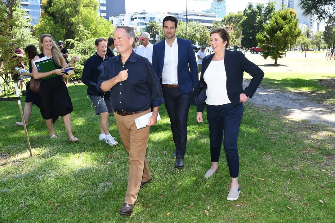 Australian Opposition Leader Bill Shorten Labor Candidate for Macnamara, Josh Burns (2nd right) and Shadow Minister for Health, Catherine King.