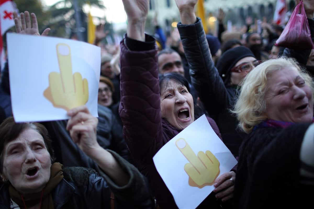 Opposition rally demands snap parliamentary election in Tbilisi, Georgia