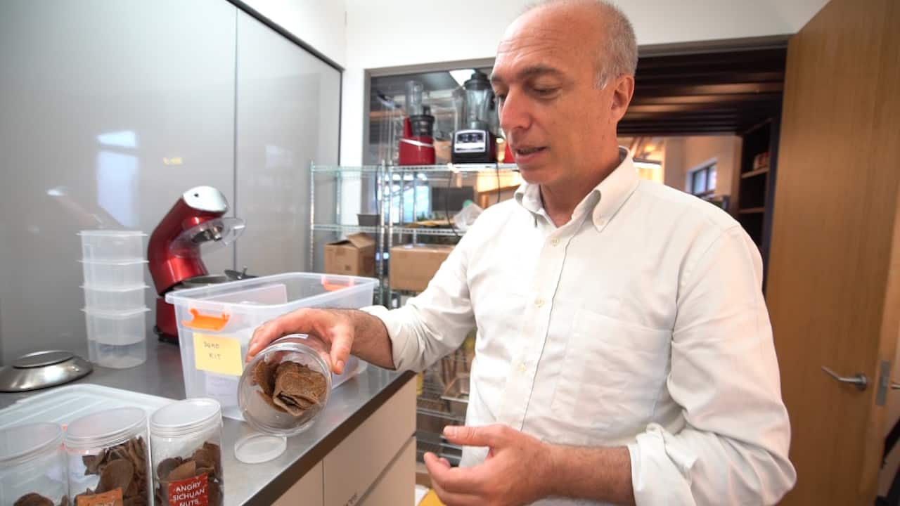 Bugsolutely founder Massimo Reverberi presents his silkworm chips