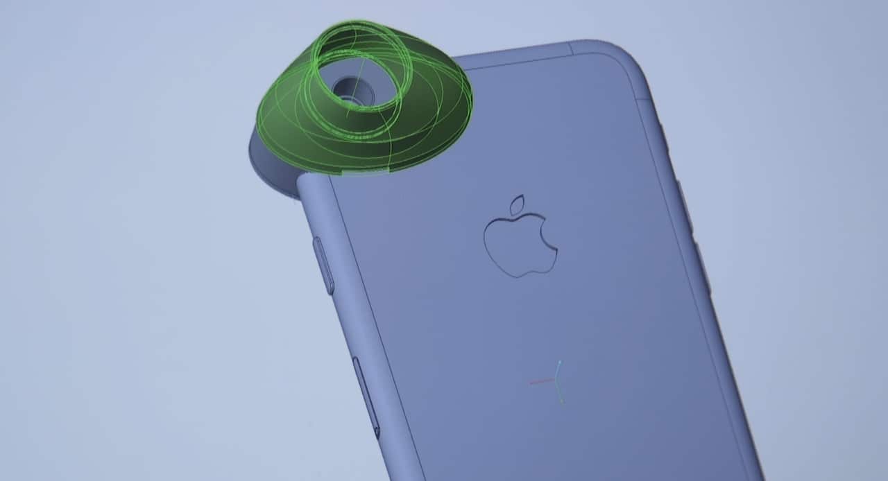 A computer rendering of the Skinview lens attachment. 