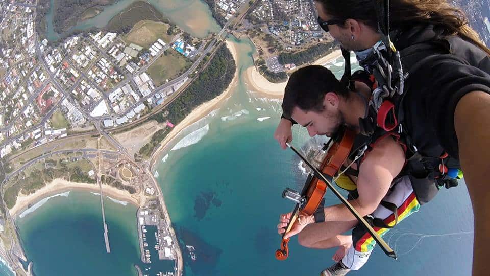 Glen Donnelly and his sky diving partner jumped to raise awareness for Men's body image awareness.